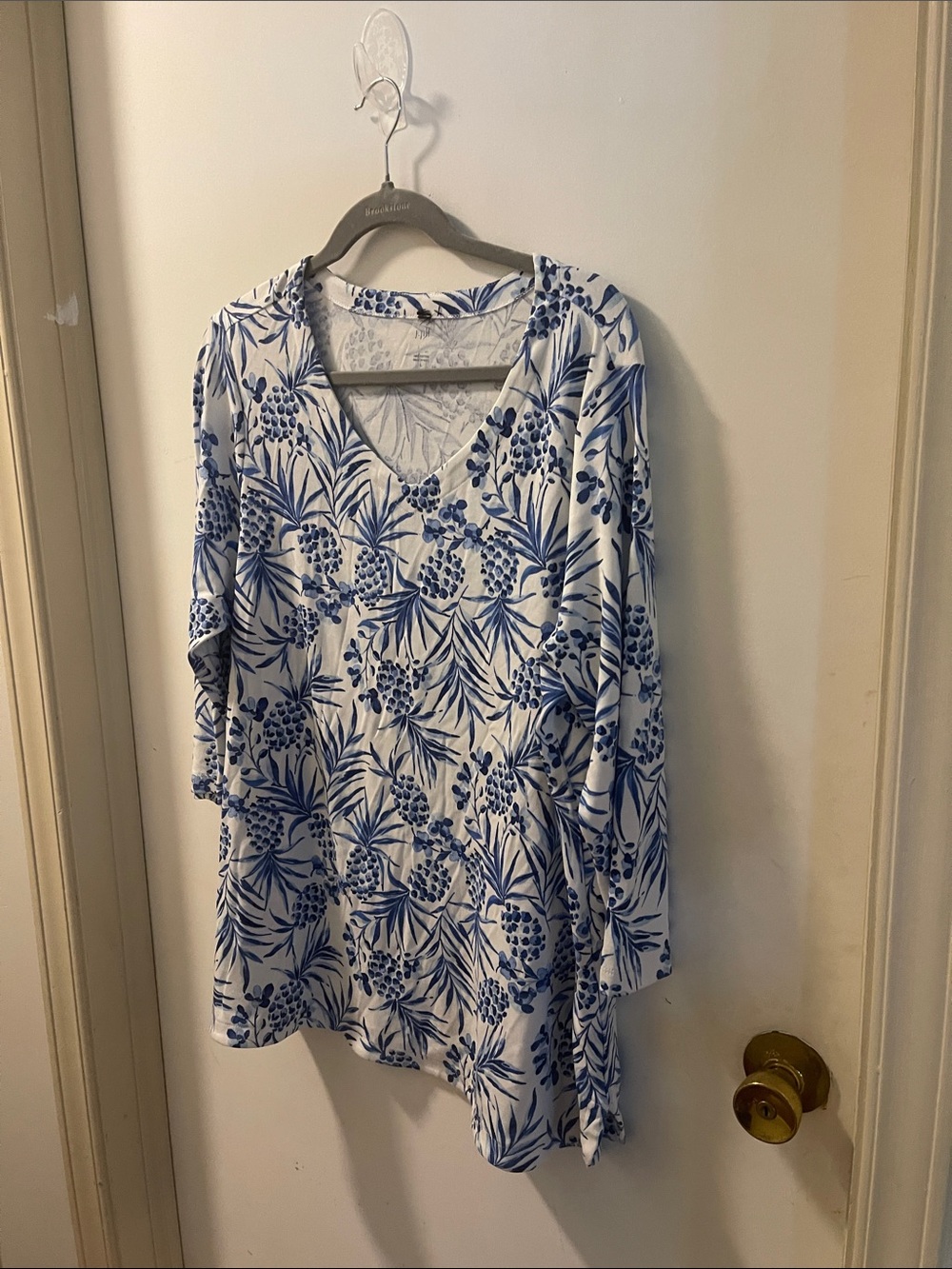 J Jill Blue & White Floral Top